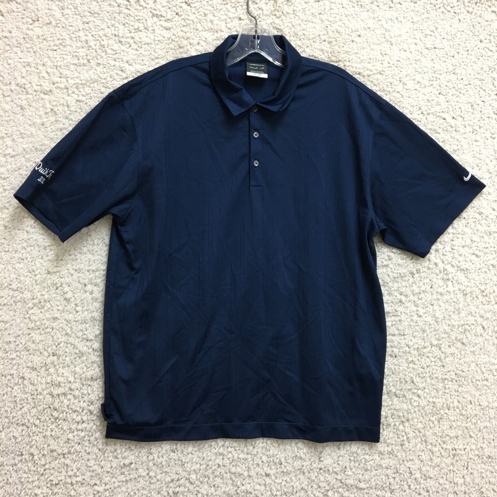 Nike Golf Polo Shirt Large Adult Blue Dri Fit Swoosh Short Sleeve Athletic Mens