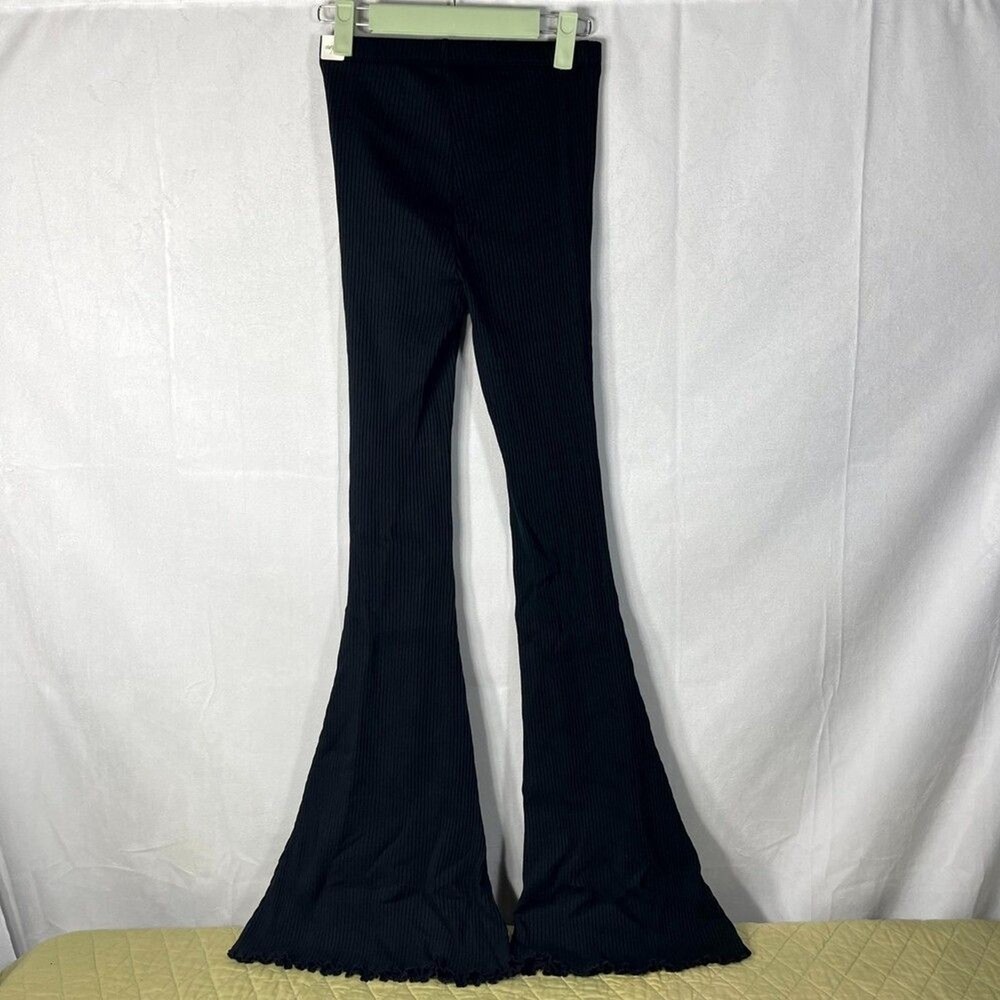 NWT aerie High-Rise Ribbed Flare Leggings True Black XS Long for Women
