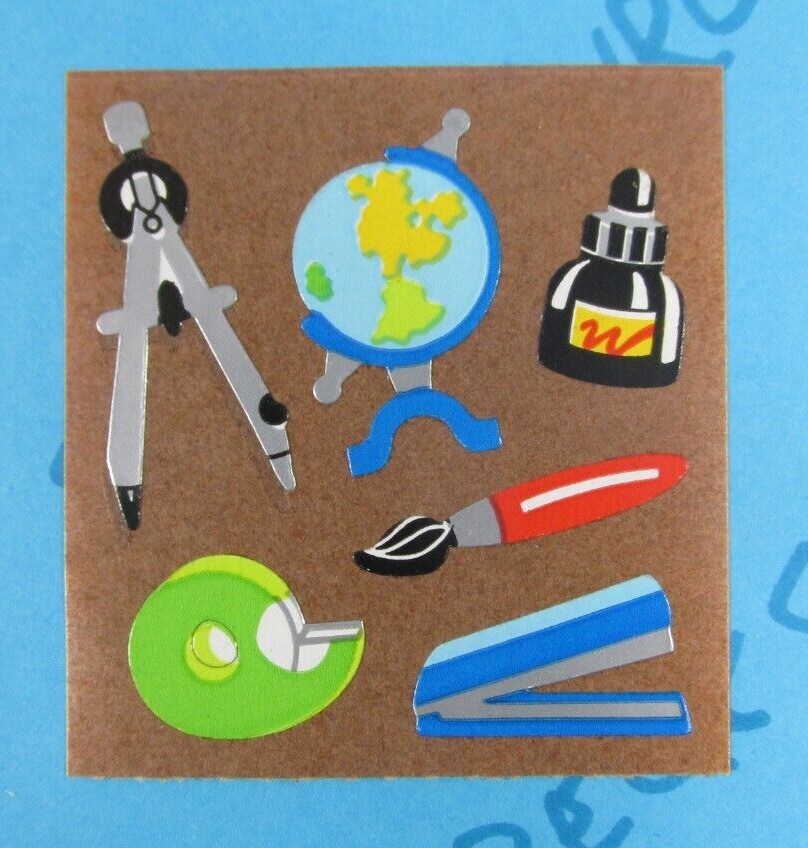 Vintage Sandylion School Supplies Sticker Mod Dark Brown Back Rare