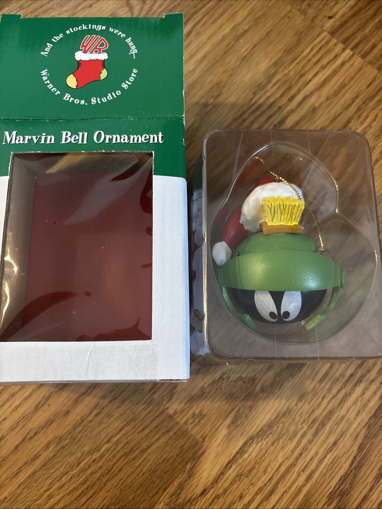 Rare VTG 1997 Warner Bros. Studio Store Marvin The Martian Bell Ornament W/ Box