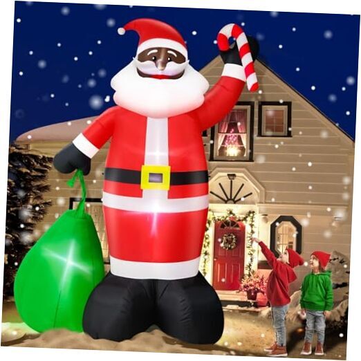 12 Ft Giant Christmas Inflatable Black Santa Claus Outdoor Decoration Blow Up