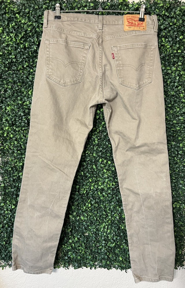 Levis Pants Mens 32x30 Beige All Season Tech Stretch 511 Chino Khaki Stretch