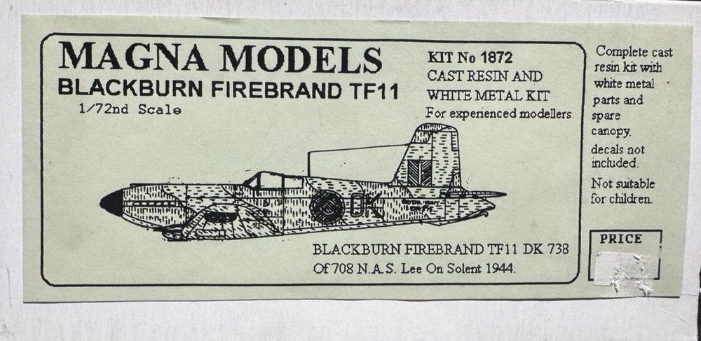 MAGNA MODELS 1/72 Blackburn Firebrand TF11 resin and white metal kit
