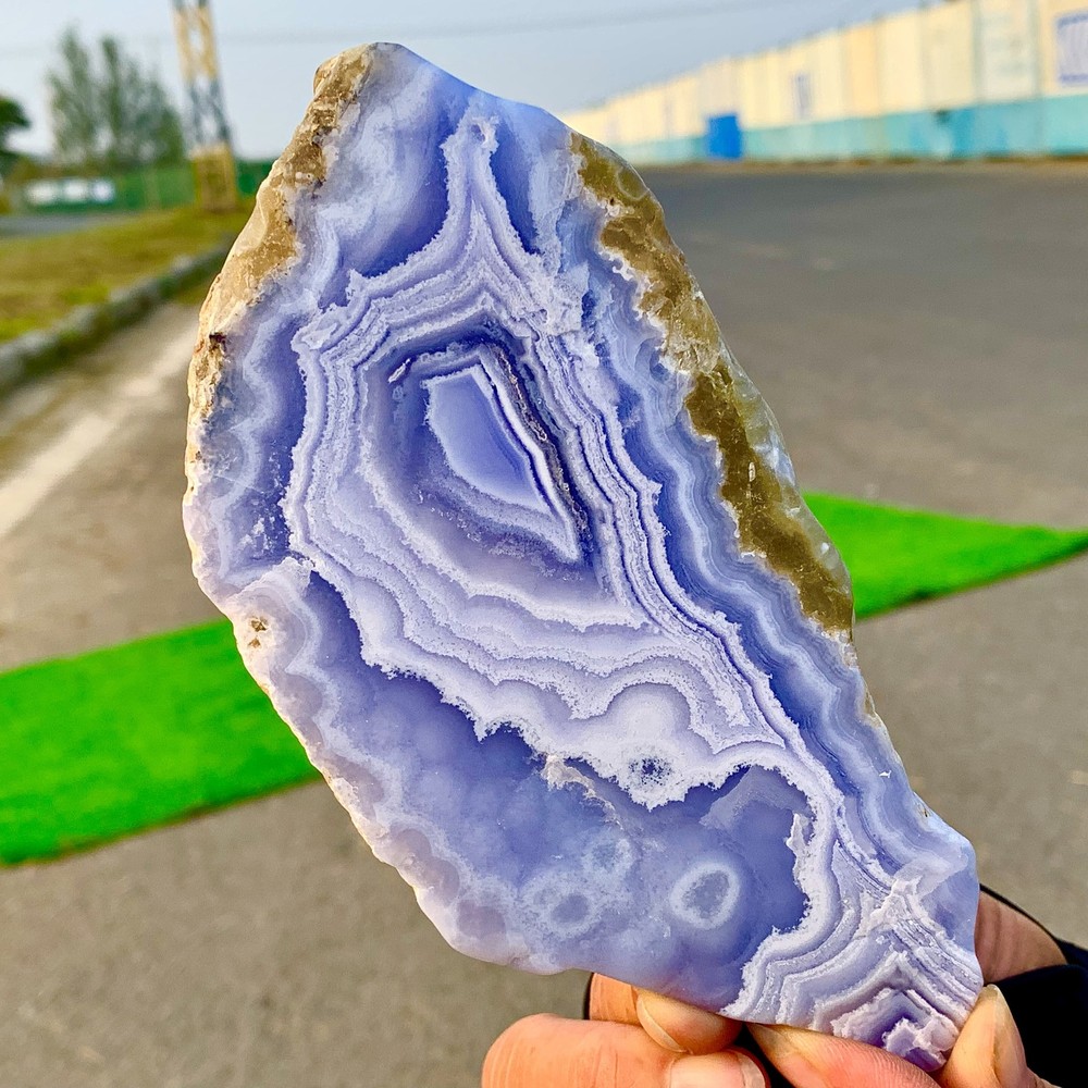 296G Natural Blue striped agate Crystal Chunks piece form Mineral Specimens