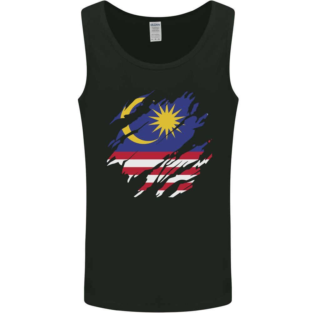 Torn Malaysia Flag Malaysian Day Football Mens Vest Tank Top