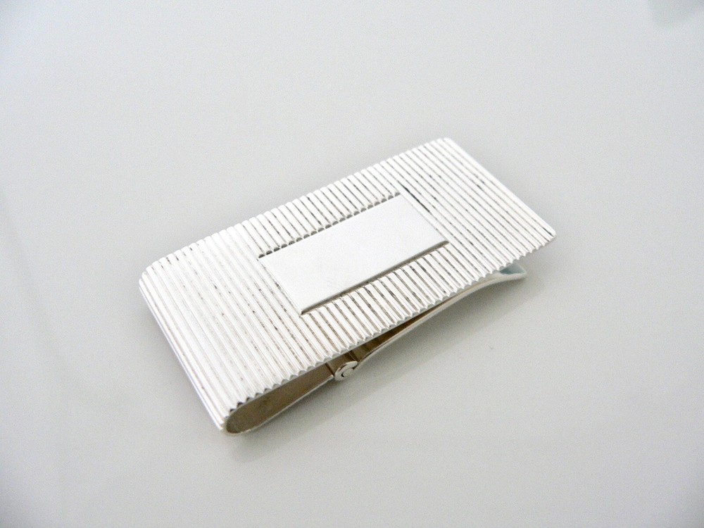 Tiffany & Co Silver Hinged Money Clip Coin Edge Holder Rare Mens Gift Cool Love