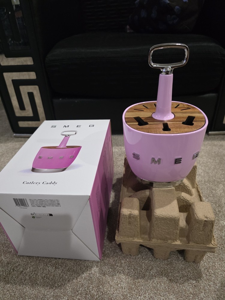 NEW SMEG Retro Style Cutlery Caddy Only Limited Edition Vintage PASTEL Pink