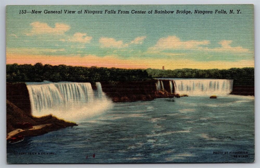 Panoramic Rainbow Bridge Niagara Falls NY Vintage 1955 Postcard M4