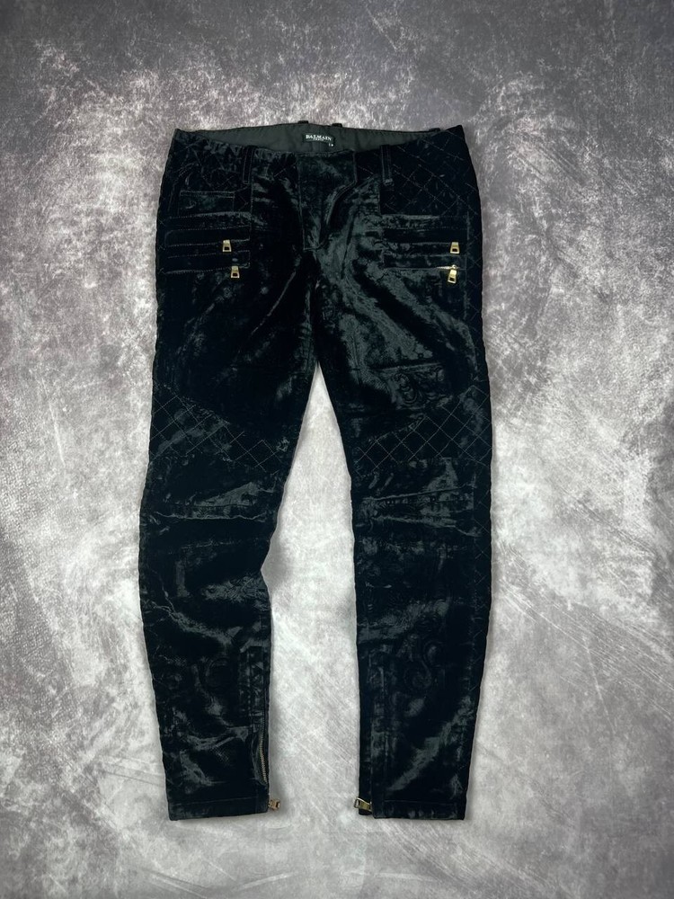Balmain Decarnin Era Flared Jacquard Biker Moto Jeans Pants Womens size 36