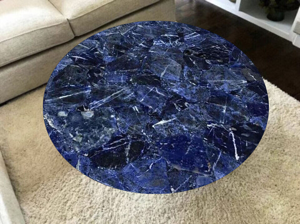 Sodalite Stone Coffee Table Blue Kitchen Decor Natural Stone Tabletop