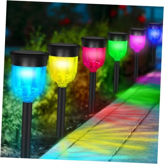 Waterproof IP65 Solar Outdoor Path Lights with Auto On/Off and Color Changing Feature for Enhanced Garden Illumination