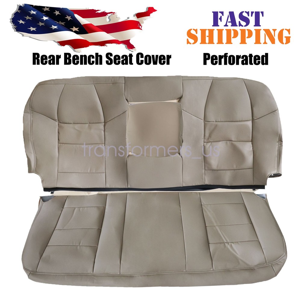2PC For 2002-2007 Ford F250 XL XLT Rear Bench Perforated Leather Seat Cover Tan
