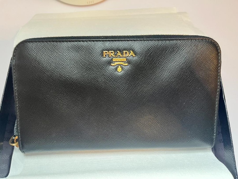 Prada Saffiano Leather Long Wallet in Classic Black