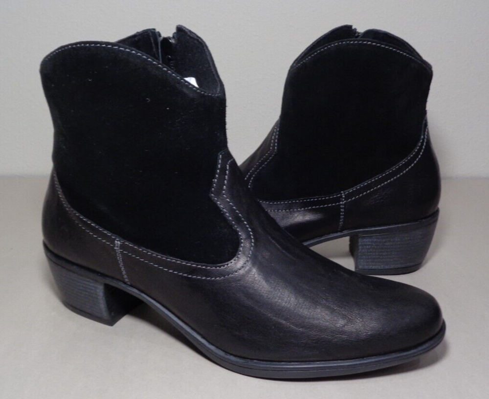 Munro Size 7.5 M LARAMIE Black Leather Suede Ankle Boots New Women's Shoes