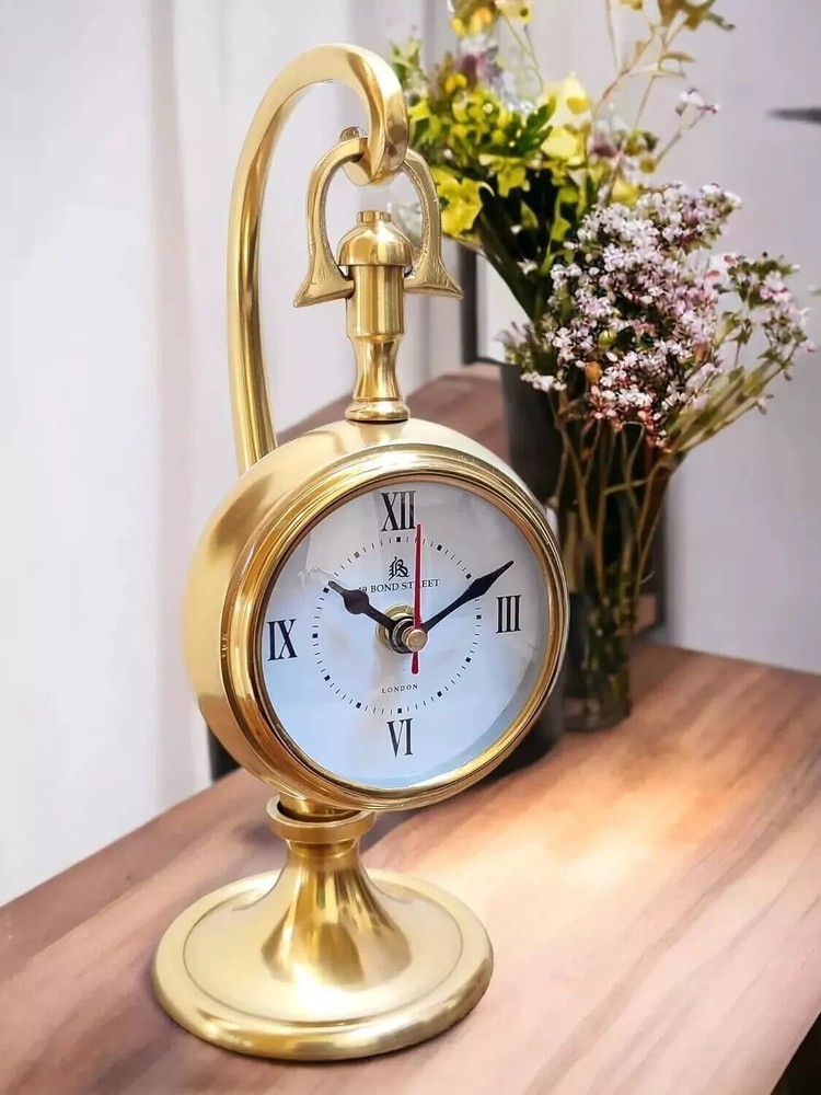 Vintage Pendulum Desk Clock – Antique Metal Finish Table Clock | Elegant Home &