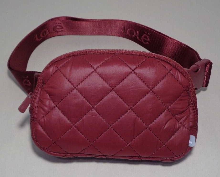 Lolë Quilted Red Nylon Mens Shoulder Bag Belt New