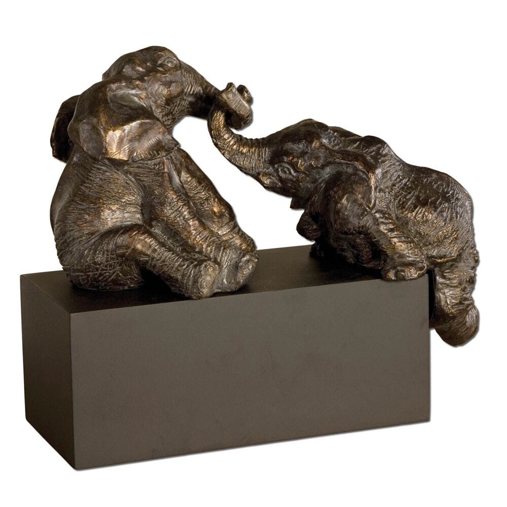 Uttermost Bronze Playful Pachyderms Brown Elephant Figurines