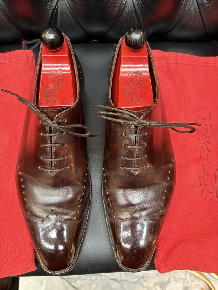 J Fitzpatrick Mens Dark Brown Wholecut Oxford Shoes UK Size 8.5