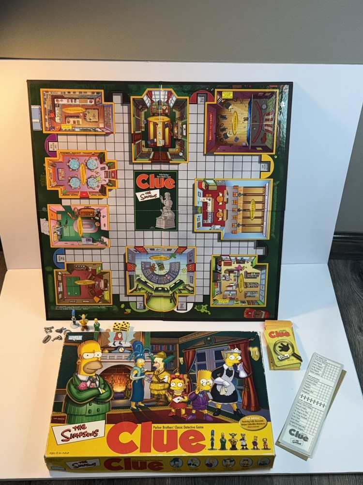 the simpsons Clue board Game Complete   2nd Edition