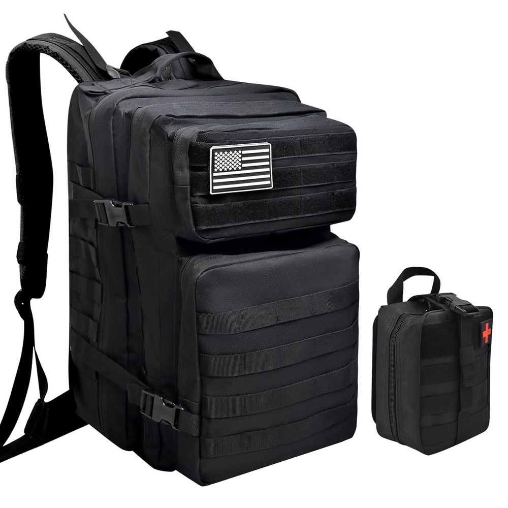 Tactical Backpack + First Aid Kit, Suitable For Camping, Mountaineering, 47L ...