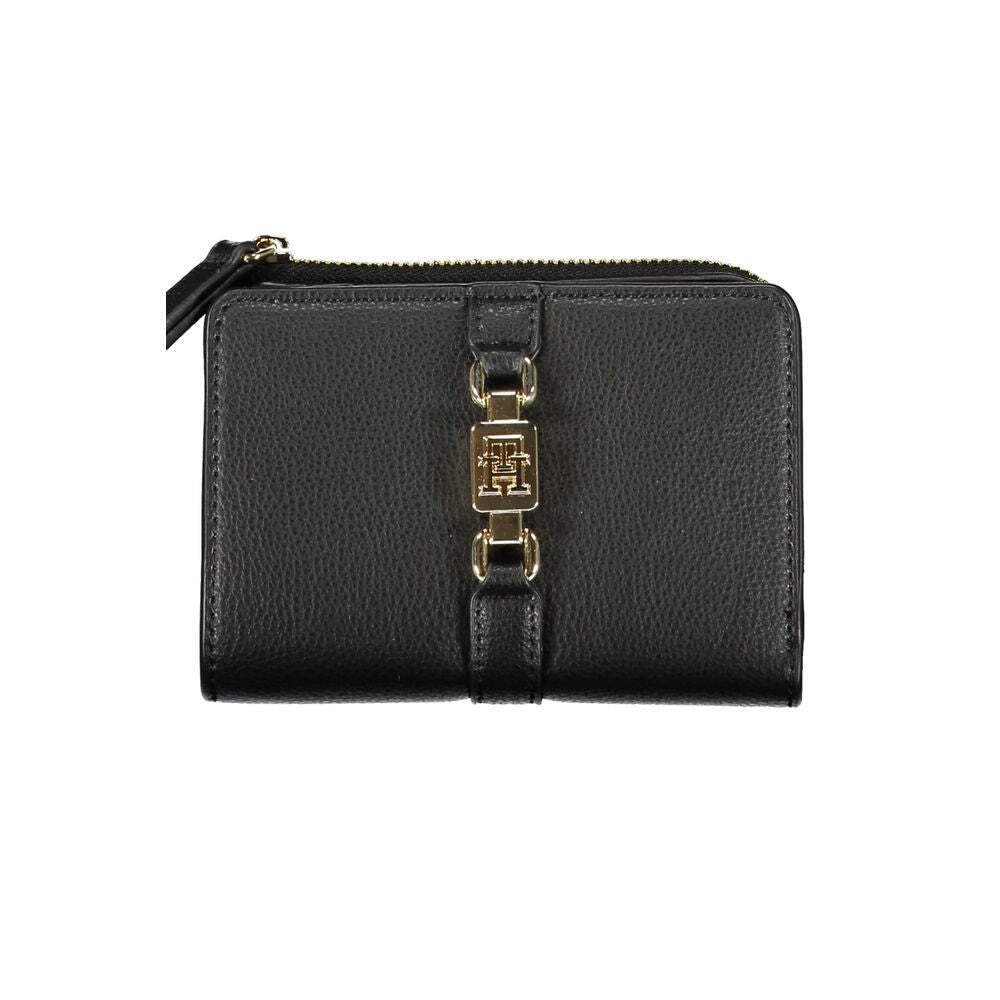 Tommy Hilfiger Black Zip Wallet with Coin Pocket and Sleek Design  