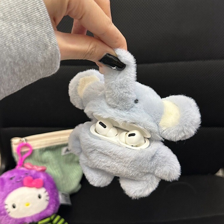 Adorable 3D Plush Elephant Earphone Case for AirPods 1 2 3 Pro Charger