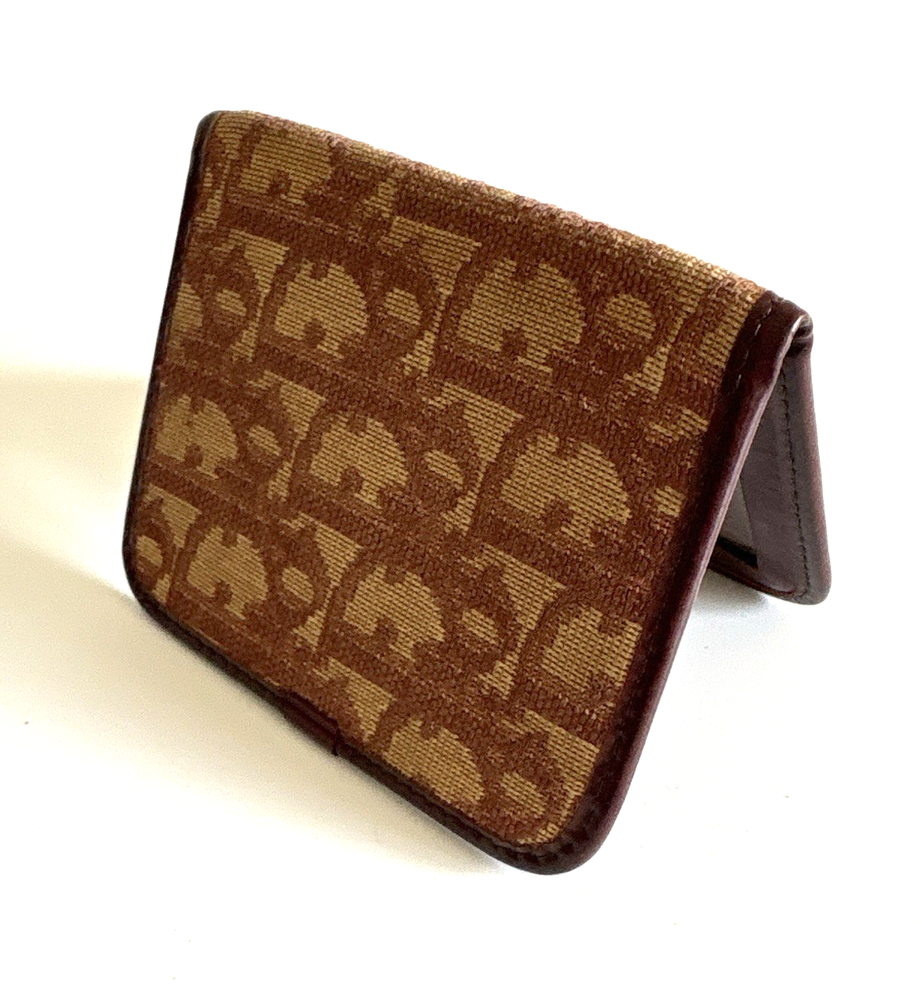 Authentic CHRISTIAN DIOR Trotter card case burgandy Canvas From JAPAN  0713