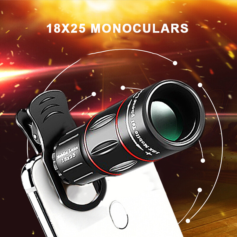 Lente teleobjetivo óptica HD con zoom monocular 18x25 para teléfono celular para teléfono inteligente