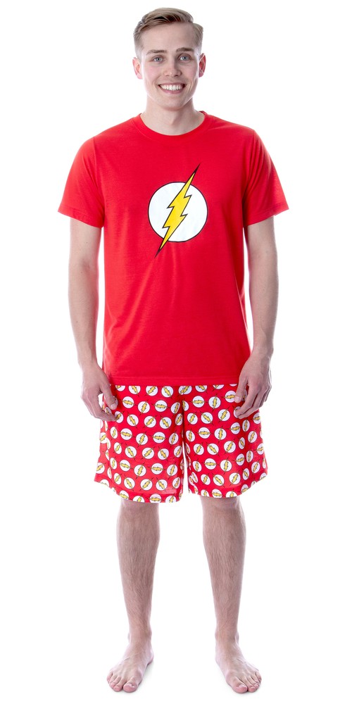 DC Comics Mens' The Flash Logo Short Sleeve Shirt Pajama Short Set (X-Large)