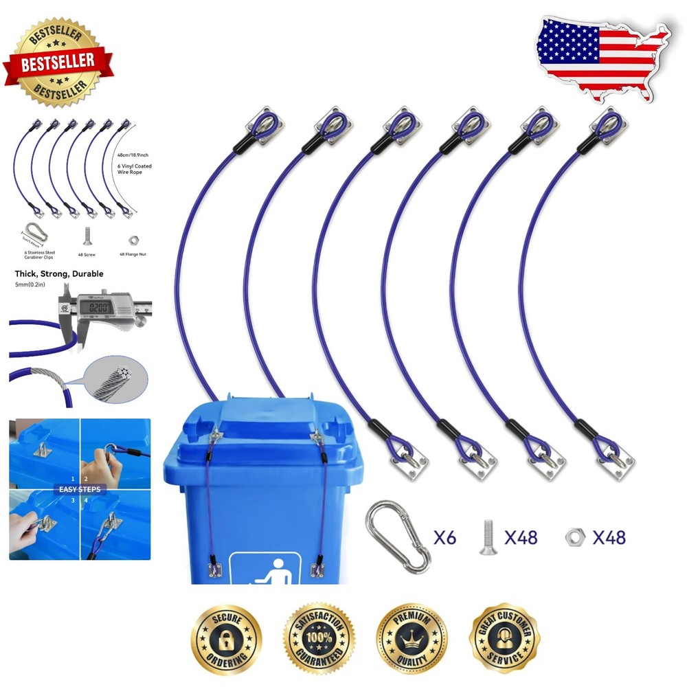 Heavy Duty Trash Can Lid Lock - Animal-Proof Universal Locking System, 6 Pack