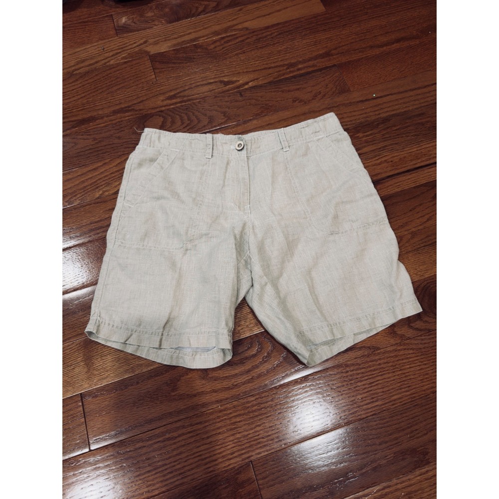 Tommy Bahama Womens Linen Shorts Size 4 Beige Tan Casual Summer Modest