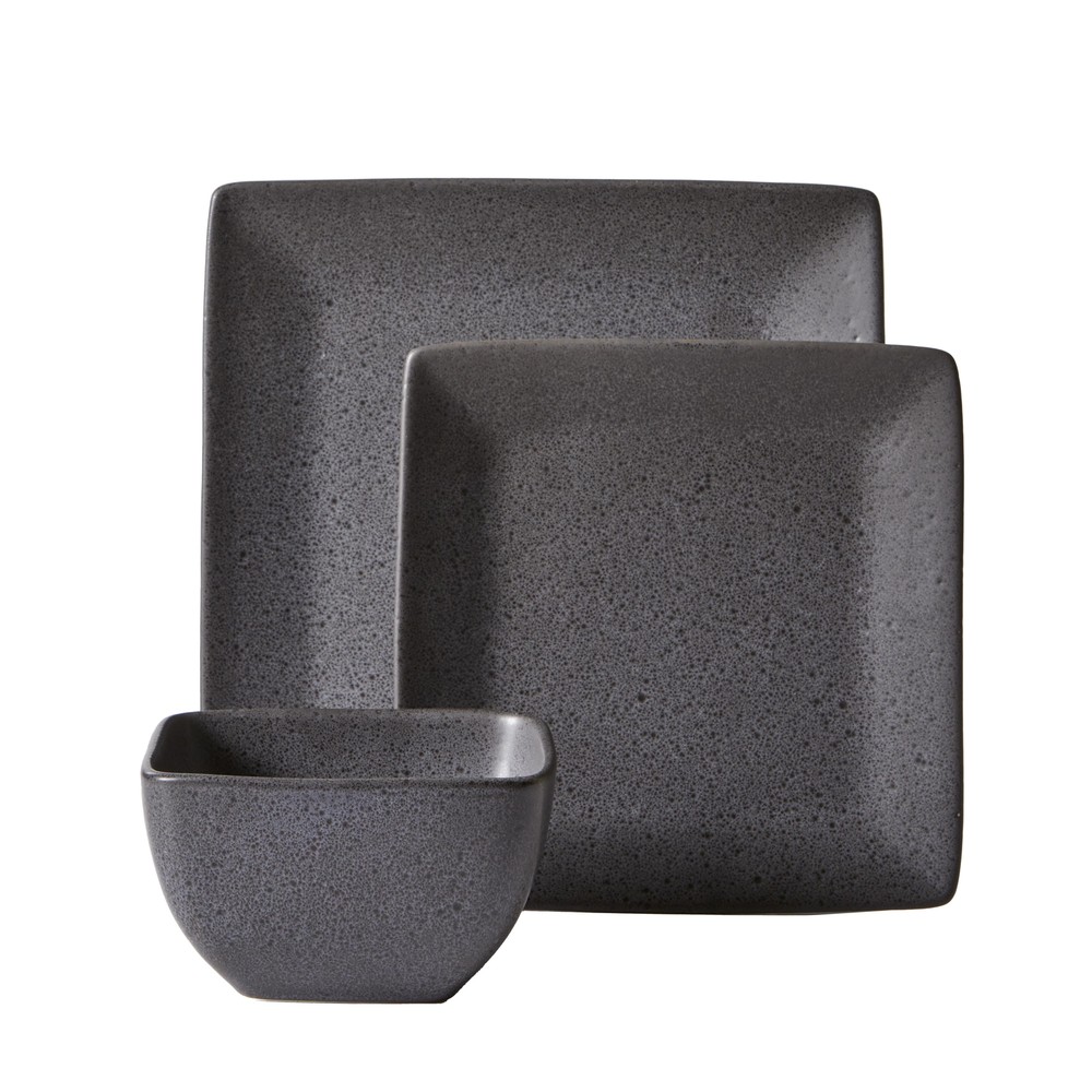 Better Homes Gardens Anderson Grey Square Stoneware 12-Piece Set