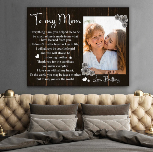 Personalized Mom canvas wall art - custom photo birthday gift for mother