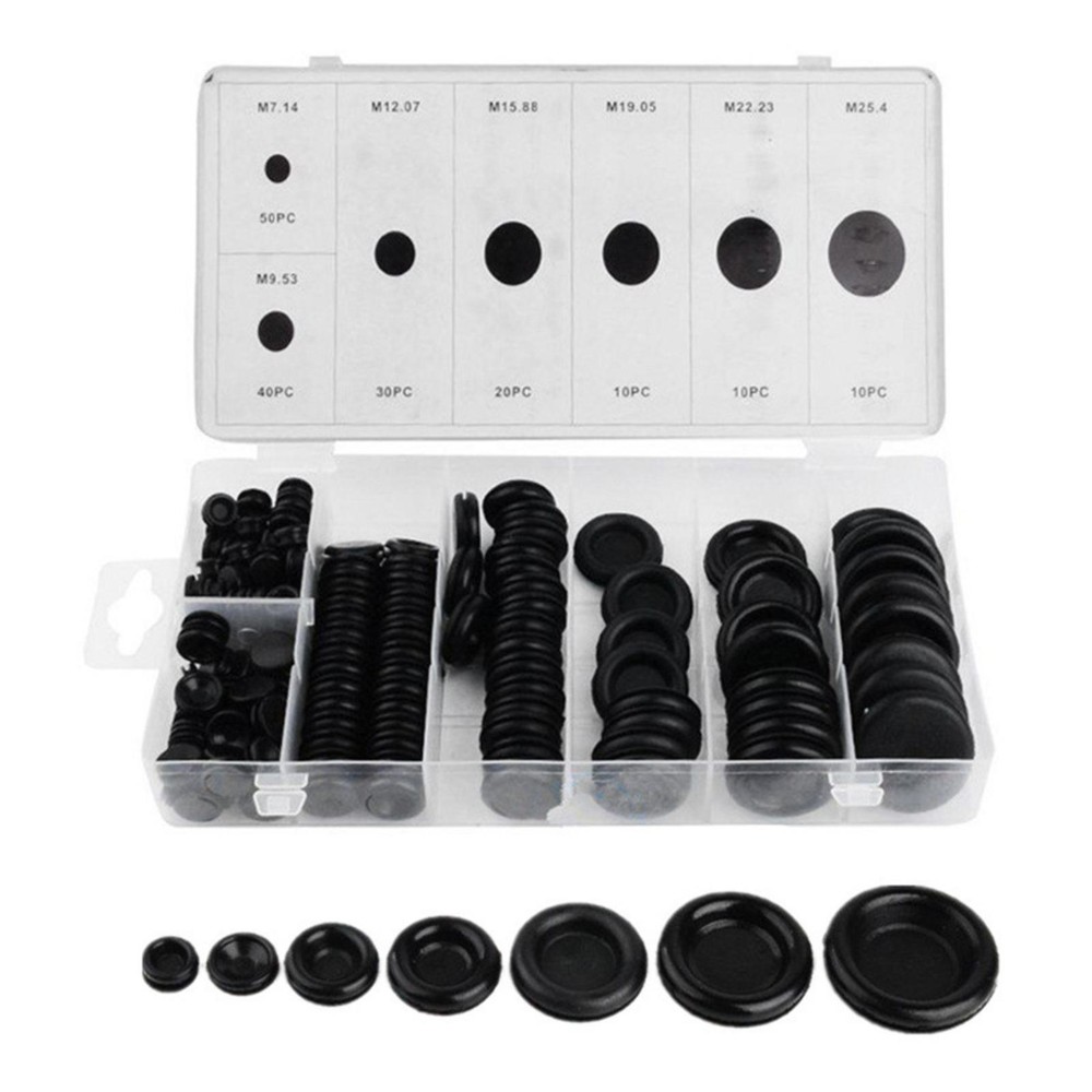 170pcs Rubber Washer Firewall Hole Plug Eyelet Set Gasket Seal Ring Assortment