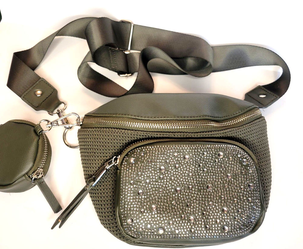 STEVE MADDEN NYC Crossbody Blingy Bag Loden Green Adjustable Strap