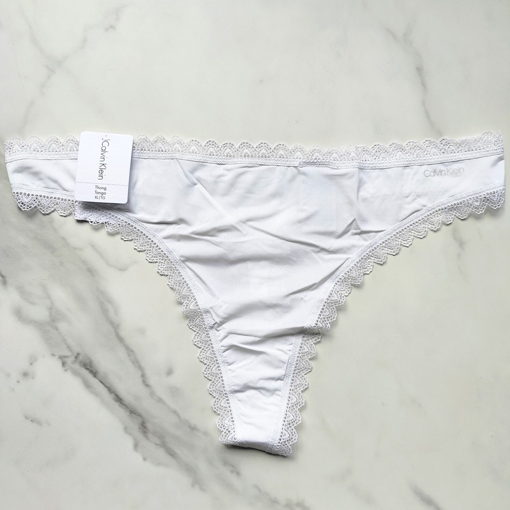 Calvin Klein Flirty Micro Thong Panty White SZ XL
