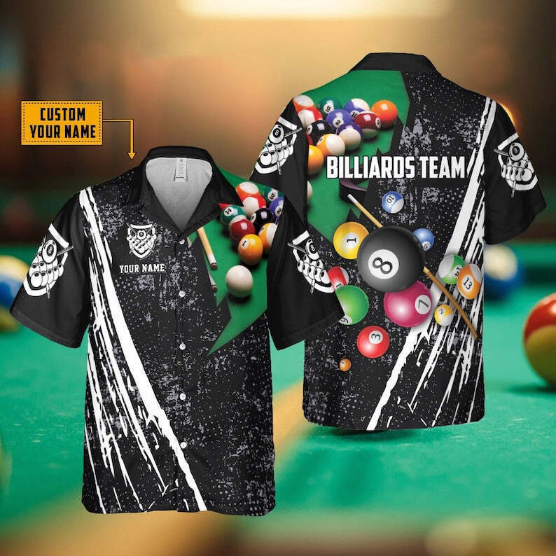 Custom Billiards Team 3D All Over Print Hawaiian Shirt Design HO3145 for Men and Women