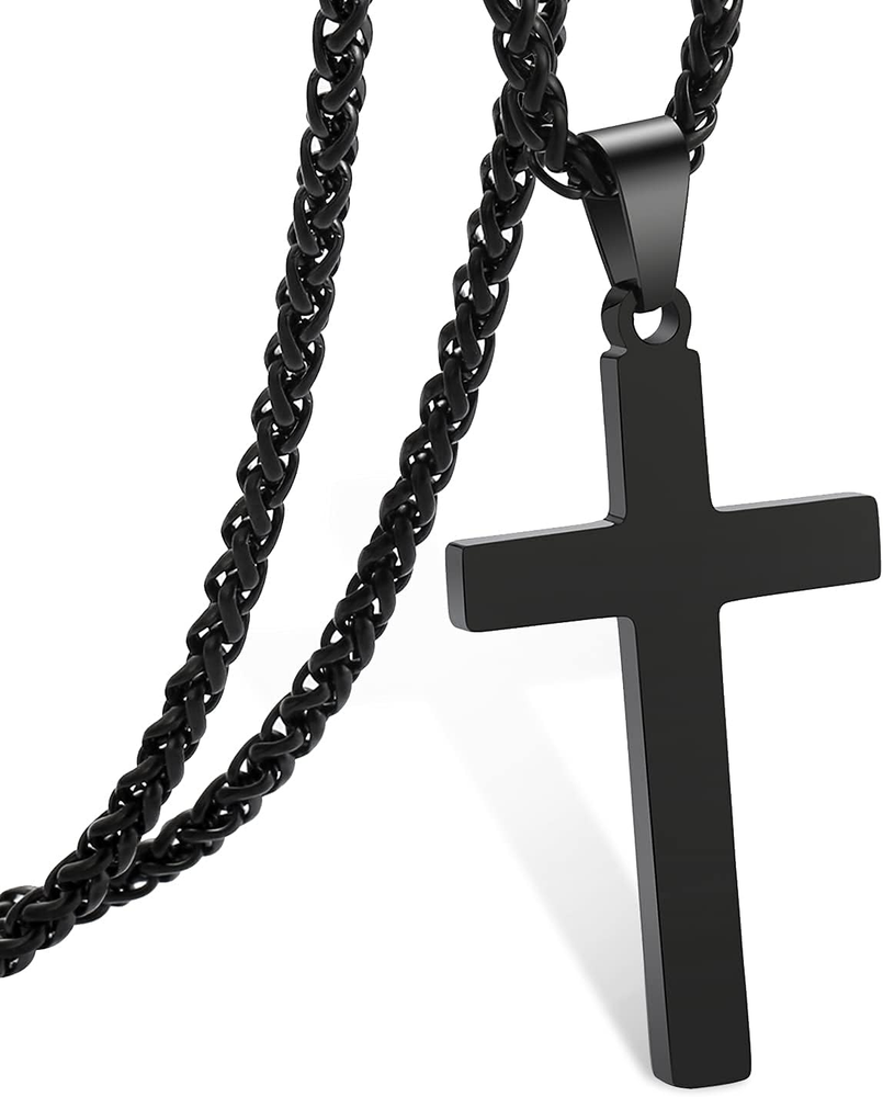 Cross Necklace for Men Boys Women 16-24 Inches Stainless Steel Cross Pendant Cha