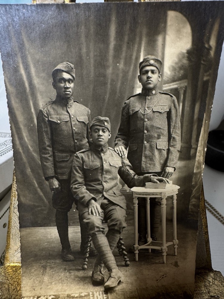 African American, Black Soldiers RPPC WWI Non Posted Black And White Real Post