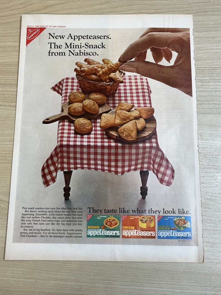 Nabisco Appeteasers Mini Snack 1968 Vintage Print Ad Life Magazine