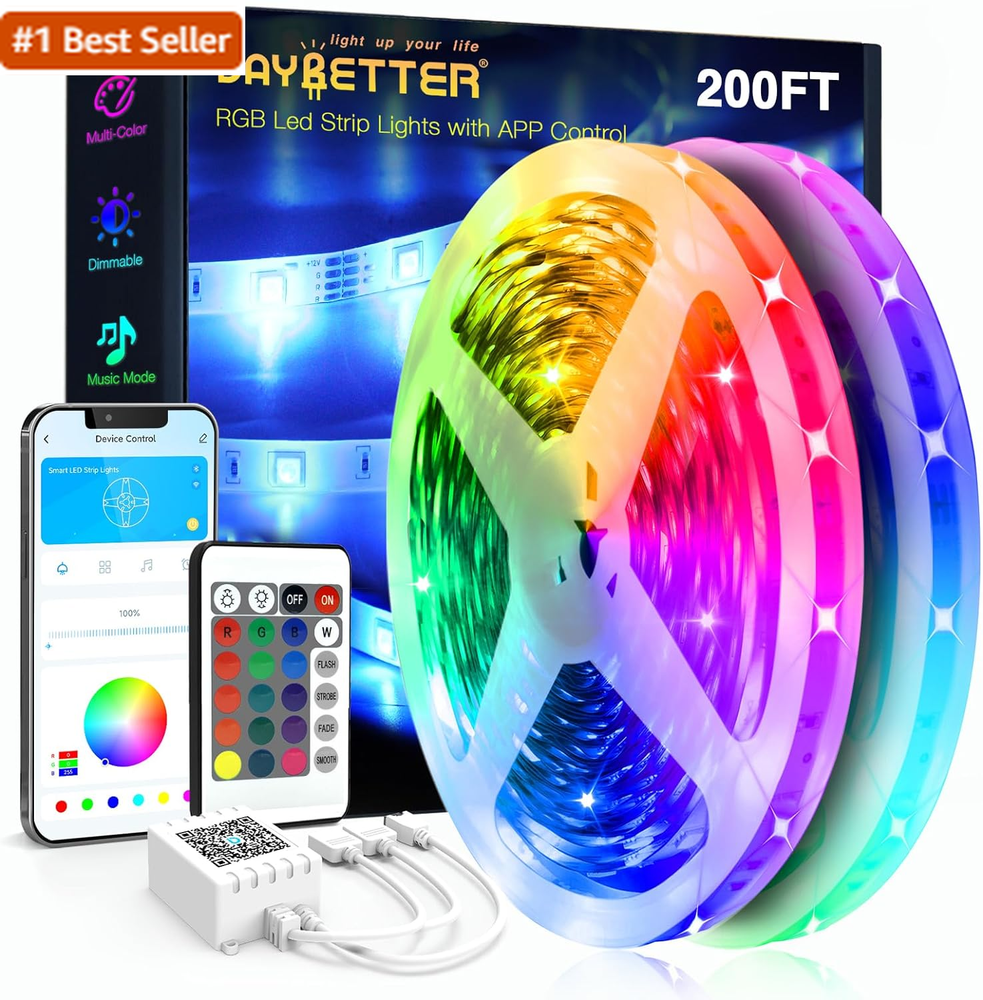 DAYBETTER Led Strip Lights 200 Ft (2 Rolls of 100 Ft) Ultra Long Smart Light Str