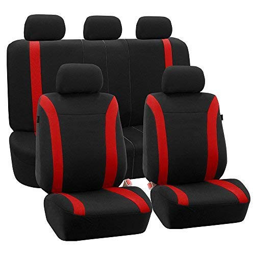 FH Group Automotive Car Seat Covers Cosmopolitan Flat Cloth Full FULLSET, RED