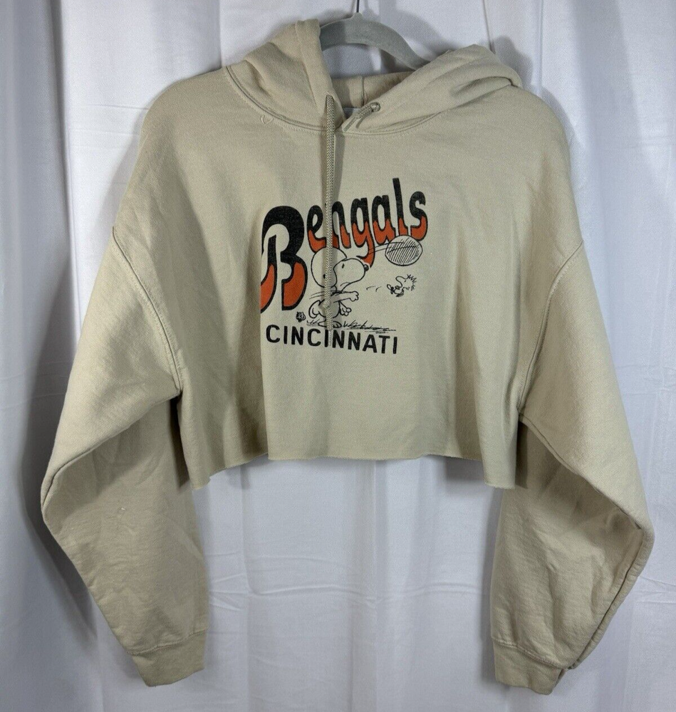 Junk Food Womens Cincinnati Bengals Cropped Hoodie Size M Long Sleeve Snoopy