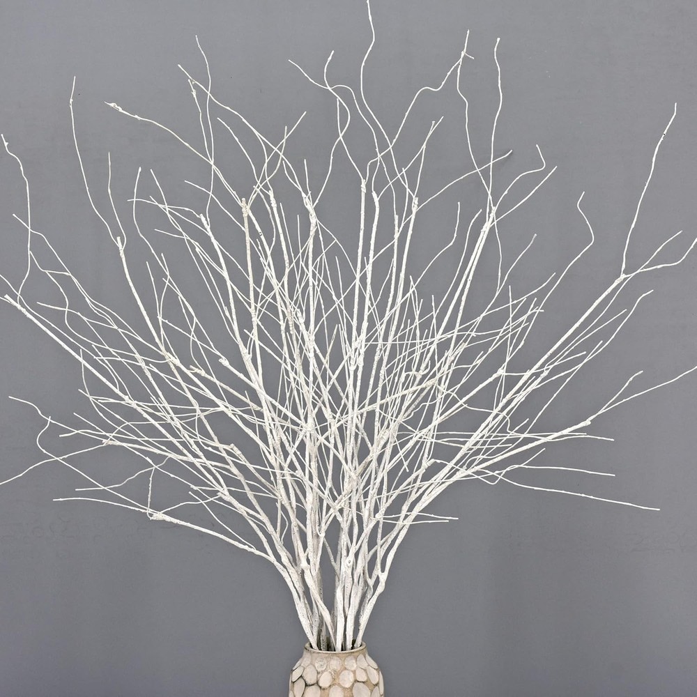 10PCS Realistic Curly Willow Branches for Tall Vase Filler White Floral Decor