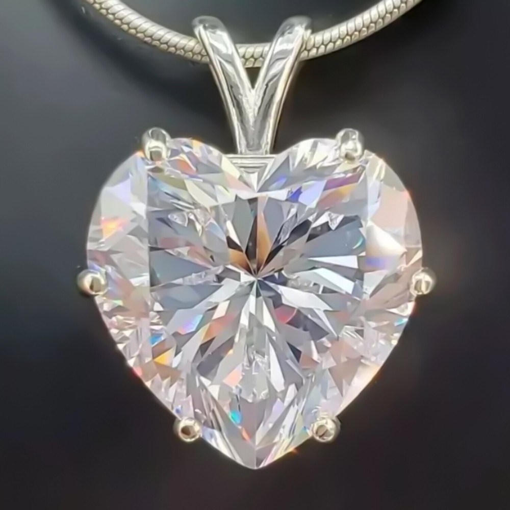 11 Ct Heart Cut White Diamond Pendant In 14k White Gold – Romantic Gift Idea