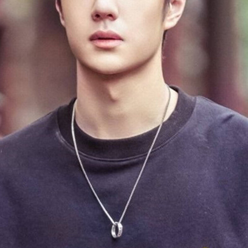 Titanium Steel Couple Chain Necklace Fashion Ring Pendant Silver