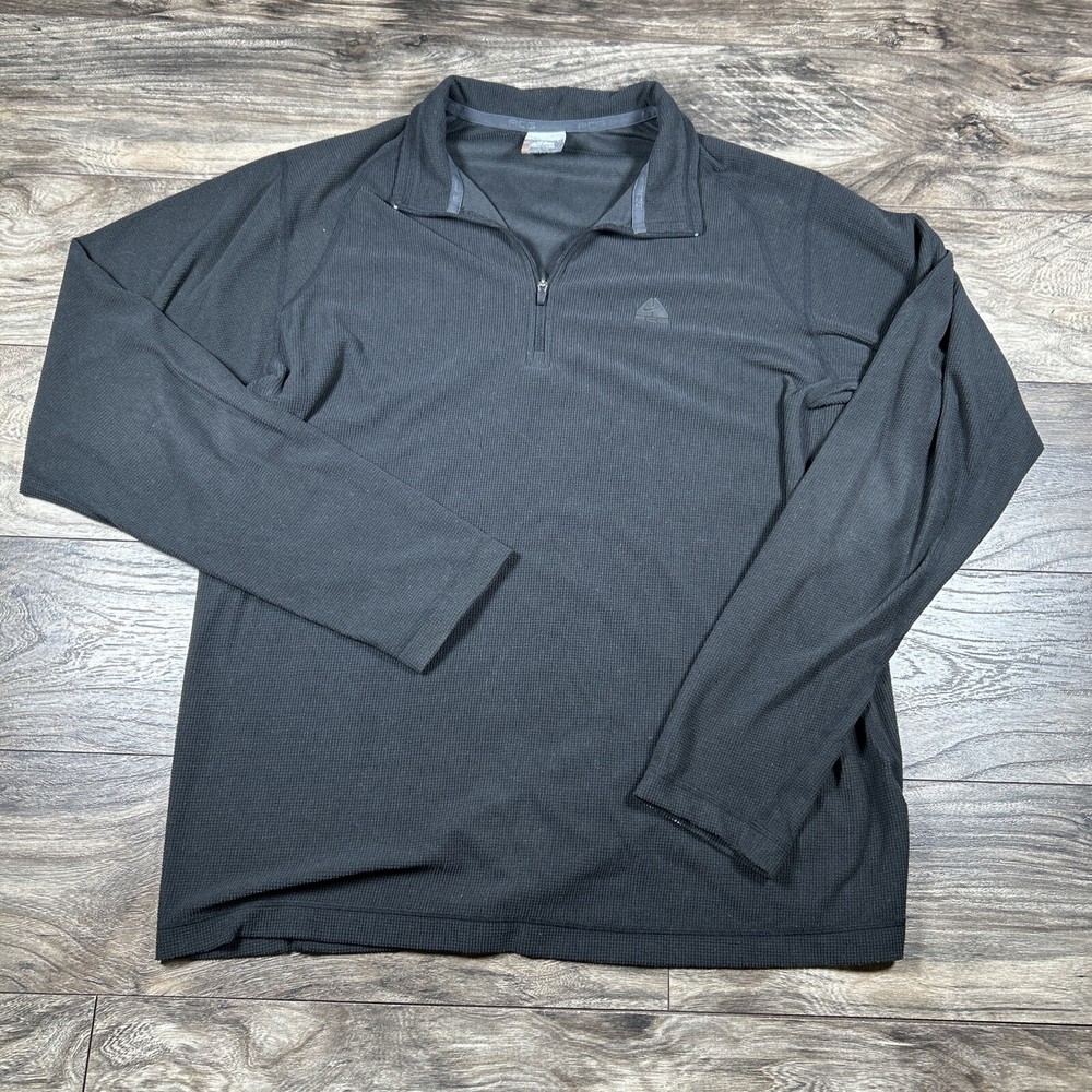 Nike ACG Thermal Shirt Mens Medium Black 1/4 Zip Pullover Keystone Ridge Waffle