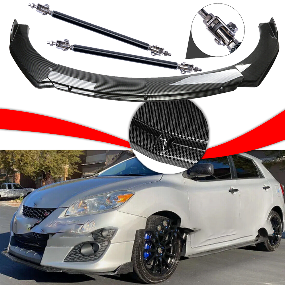 Toyota Matrix 03-22 Carbon Fiber Front Bumper Lip Spoiler with Strut Rods