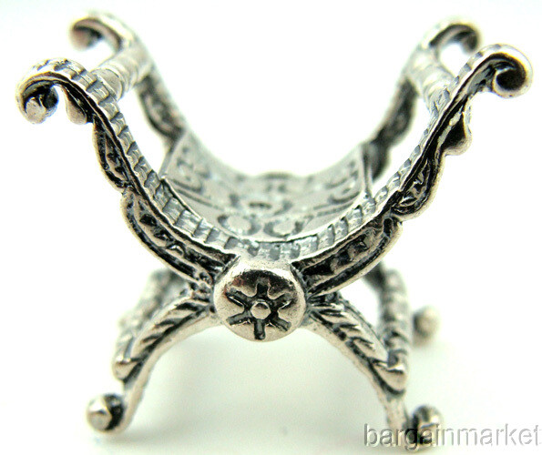 Miniature Roman Style Sterling Silver Dollhouse Chair Model 181