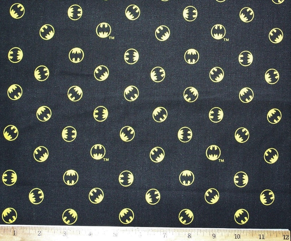 Batman Logo Black 100% Cotton Fabric By The Yard
